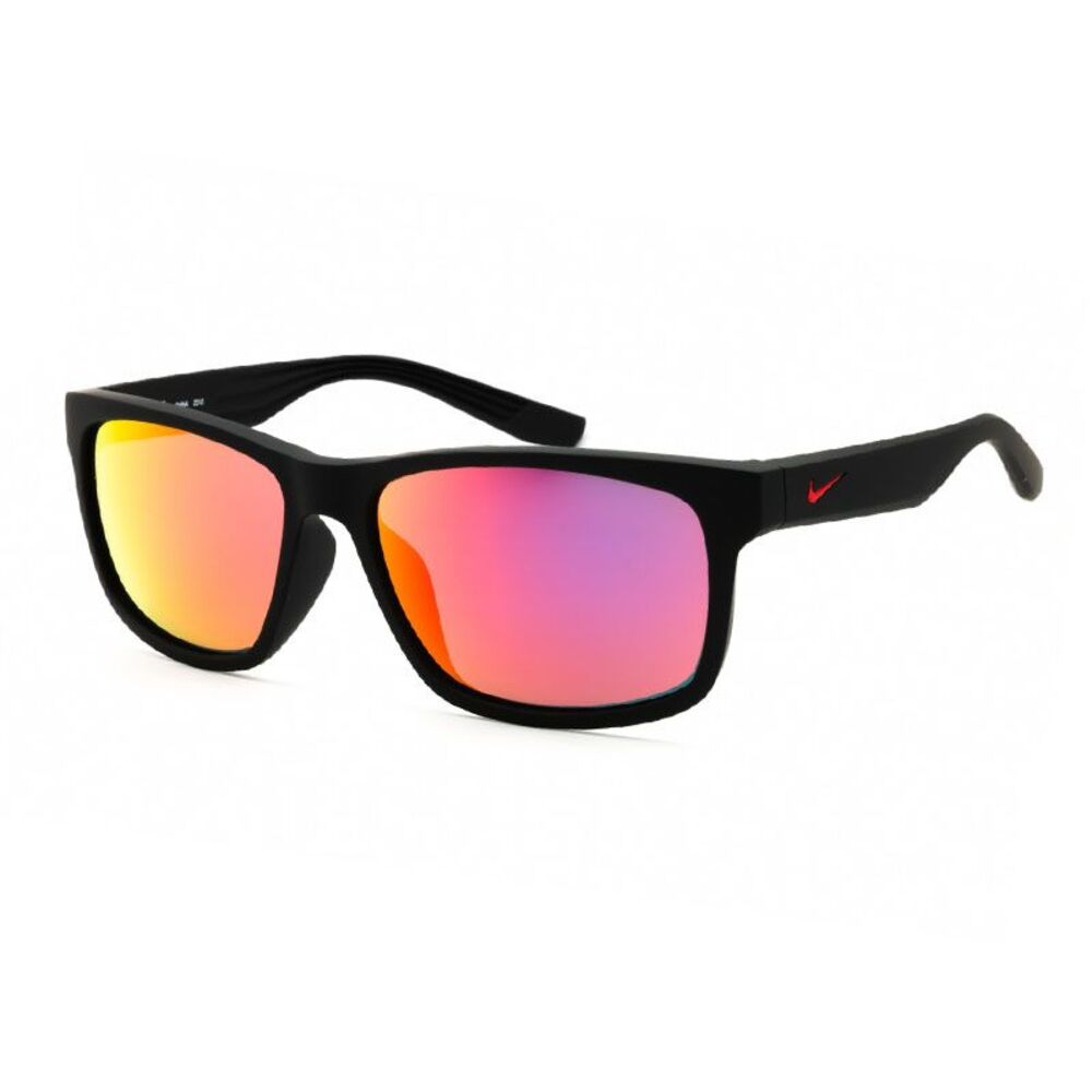 Nike Sunglasses Rectangle Full Rim, Matte Black Frame and Infrared Mirror Lens